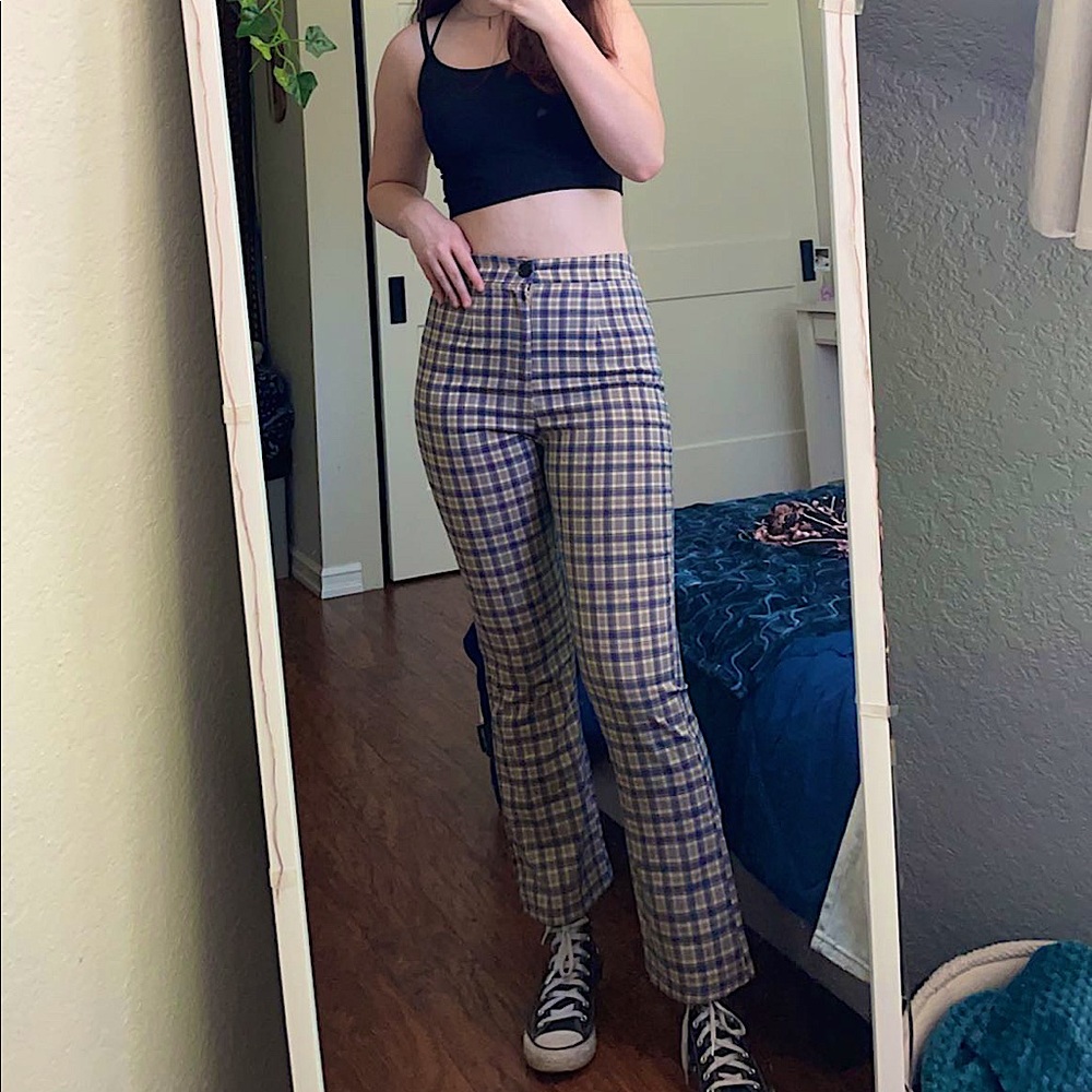 Plaid flare pants